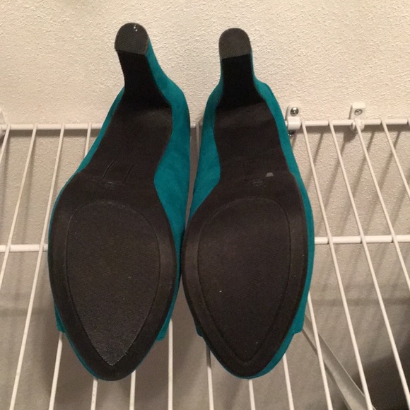 Teal Open Toe Pumps - Picture 3 of 3